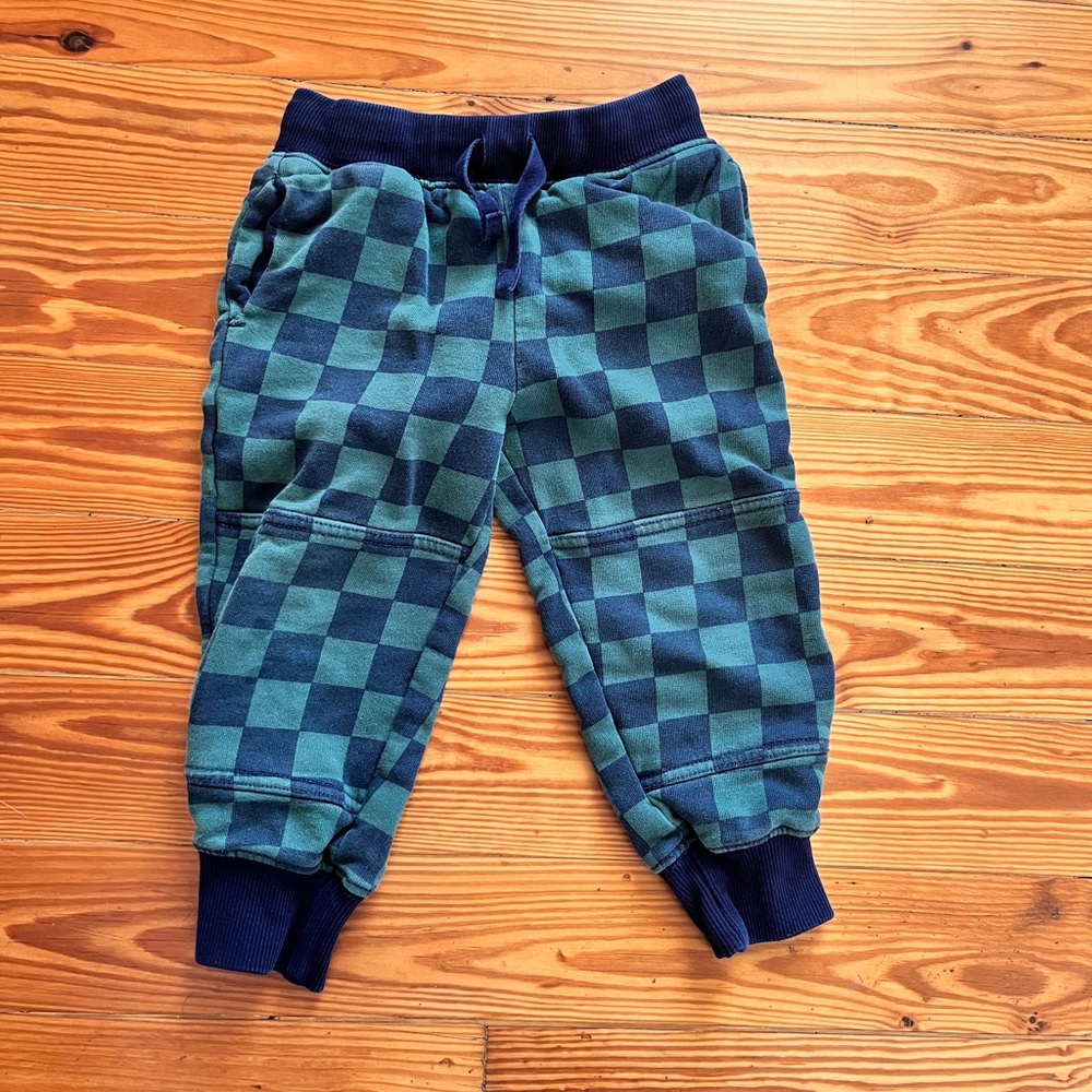 Hanna Andersson 3T Checkered Jogger Pants - Blue and Green